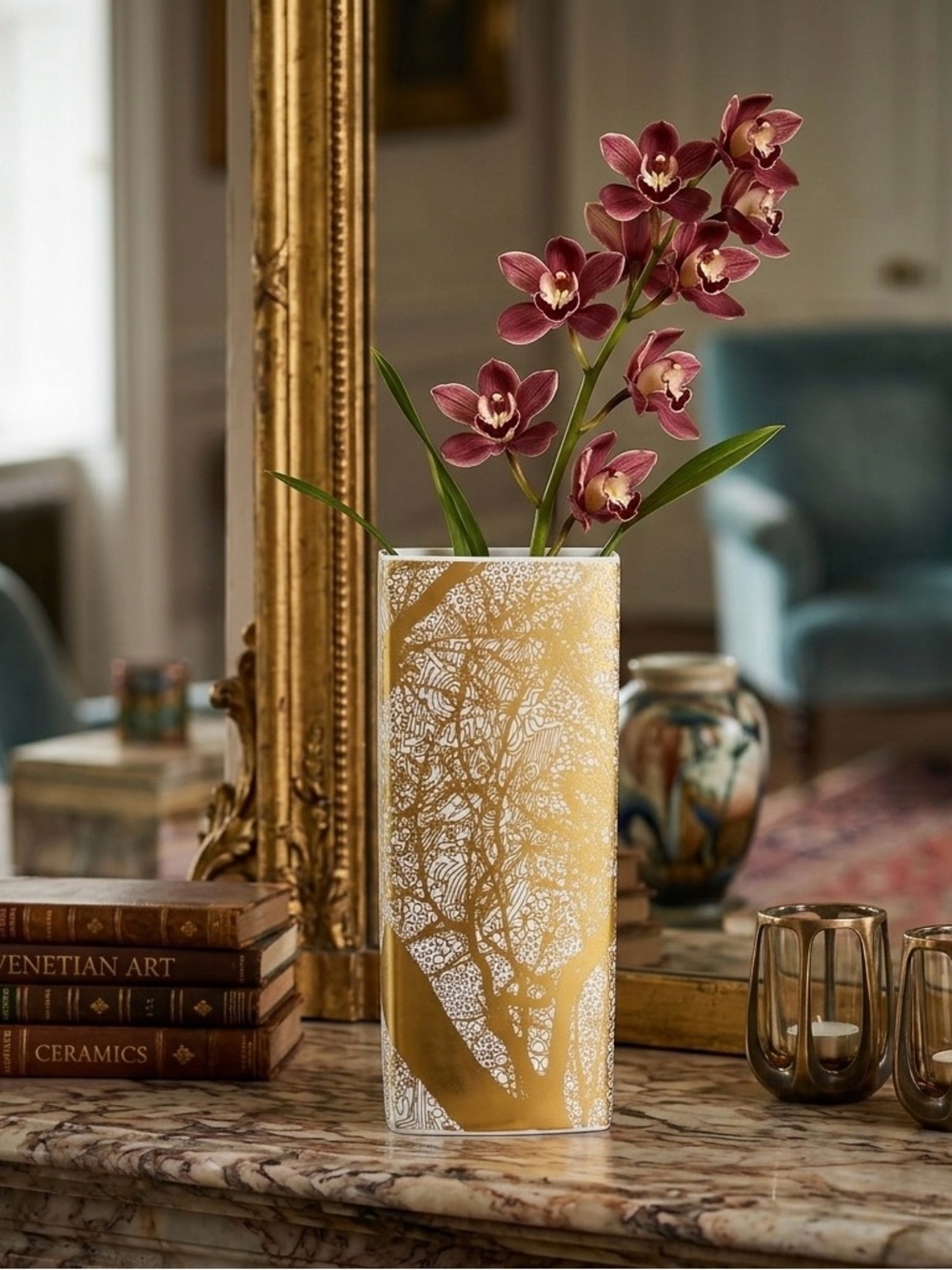 Vintage Hutschenreuther Germany Gold Detailed Tree Motif rectangle Porcelain